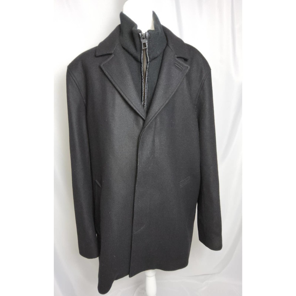 Men's Cole Haan Plush Topper With Bib Wool Blend Coat Size XL